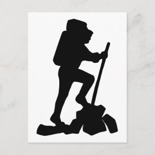 Silhouette of a Hiker Hiking Up a Mountain Postcard