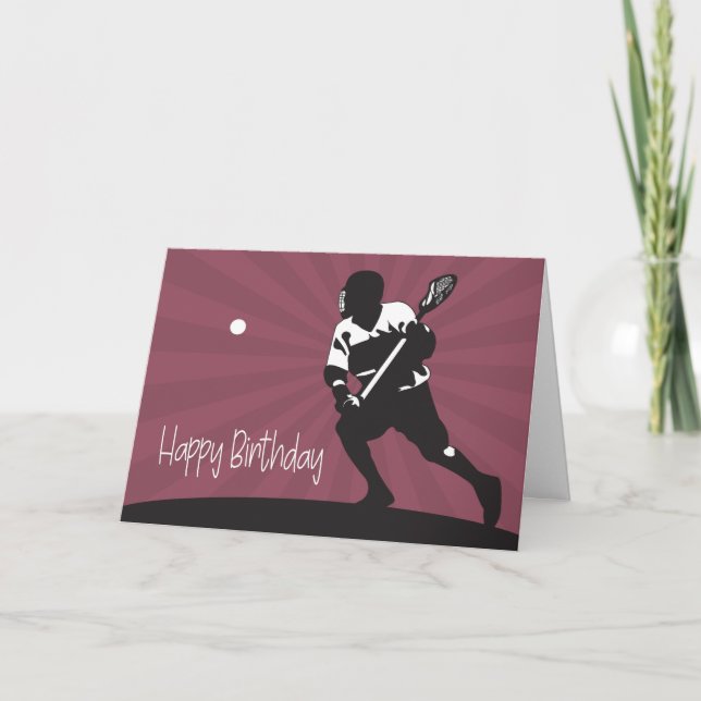 Silhouette of a Lacrosse Player for Birthday Card (Front)
