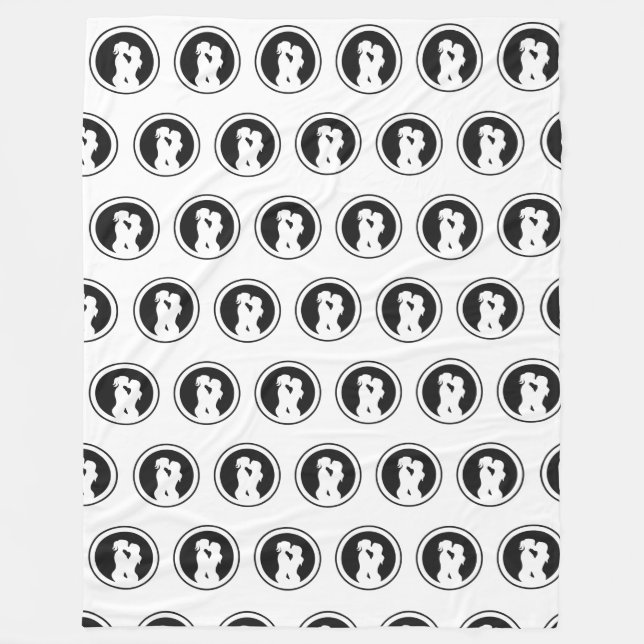 Silhouette of a Lesbian Couple Kiss Fleece Blanket (Front)