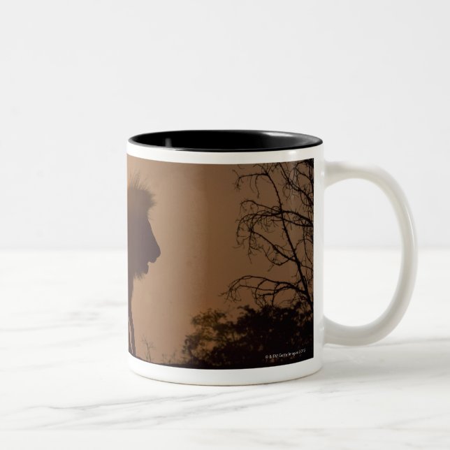 Silhouette of a lion Two-Tone coffee mug (Right)