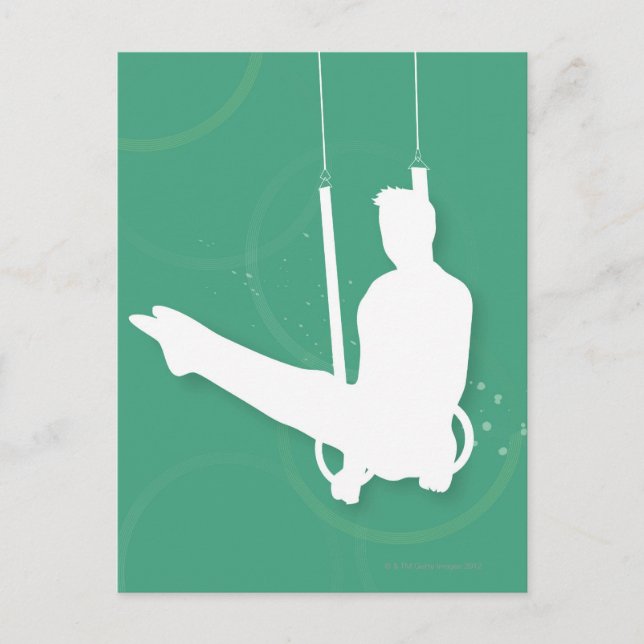 Silhouette of a man performing gymnastics postcard (Front)