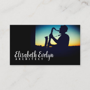 Silhouette of a Man Playing Saxophone Business Card