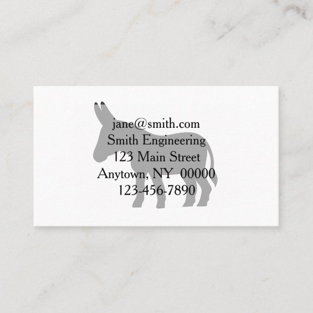 Silhouette of a mule business card (Front)