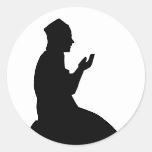 Silhouette of a Muslim praying man Classic Round Sticker