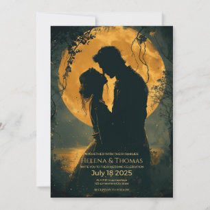 Silhouette of a romantic couple invitation