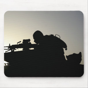 Silhouette of a Squad Automatic Weapon gunner Mouse Pad