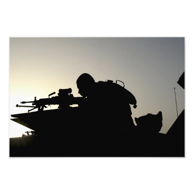 Silhouette of a Squad Automatic Weapon gunner Photo Print (Front)