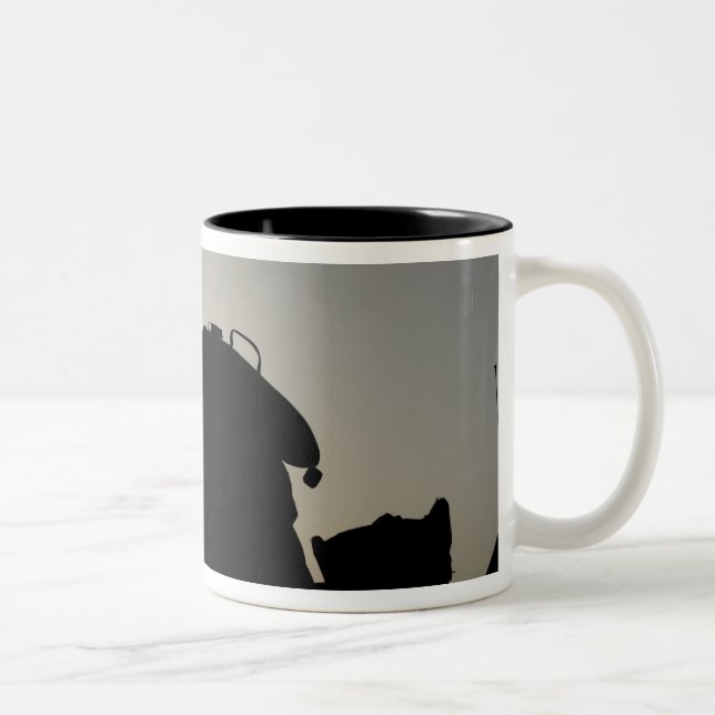 Silhouette of a Squad Automatic Weapon gunner Two-Tone Coffee Mug (Right)