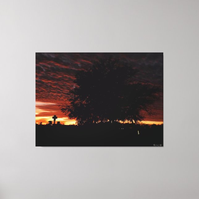 Silhouette of a Tree at Dusk Canvas Print (Front)