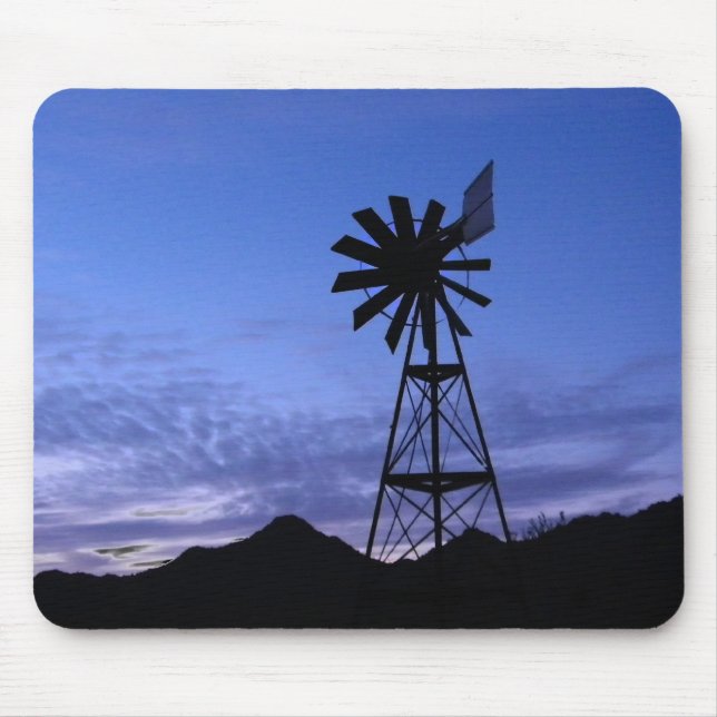 Silhouette of a windmill mouse pad (Front)