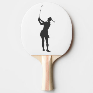 Silhouette of a woman playing golf ping pong paddle