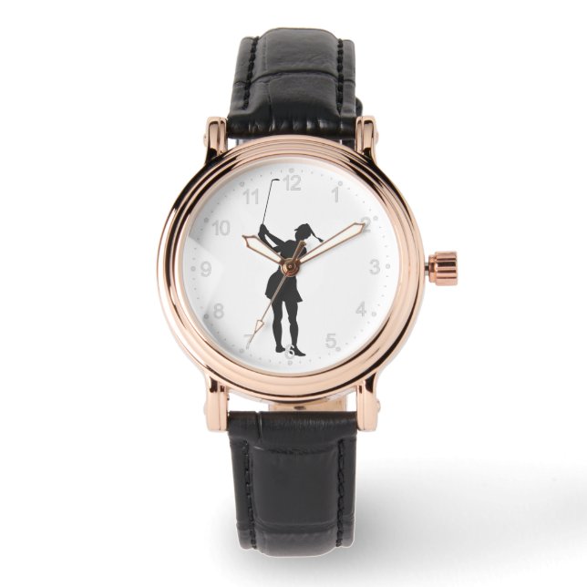 Silhouette of a woman playing golf watch (Front)