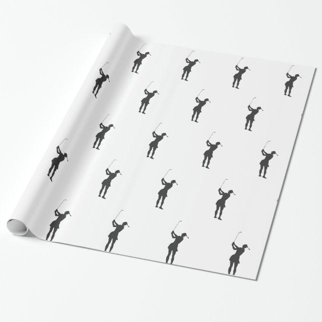 Silhouette of a woman playing golf wrapping paper (Unrolled)