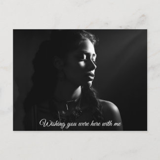 Silhouette of a woman's face B&W photo Postcard