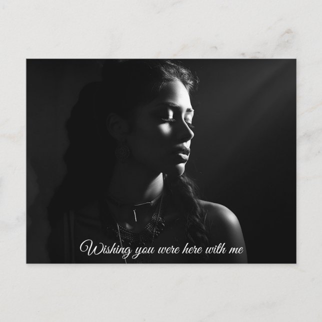 Silhouette of a woman's face B&W photo Postcard (Front)