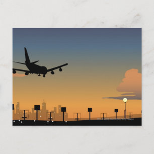 Silhouette of an airplane in flight postcard