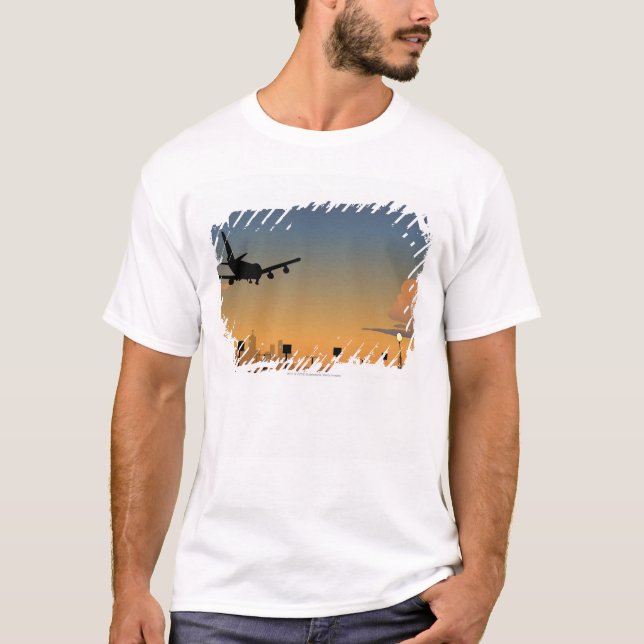 Silhouette of an airplane in flight T-Shirt (Front)