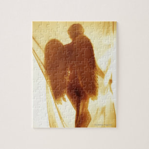 Silhouette of an angel with wings jigsaw puzzle