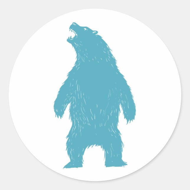 Silhouette of bear - Choose background colour Classic Round Sticker (Front)