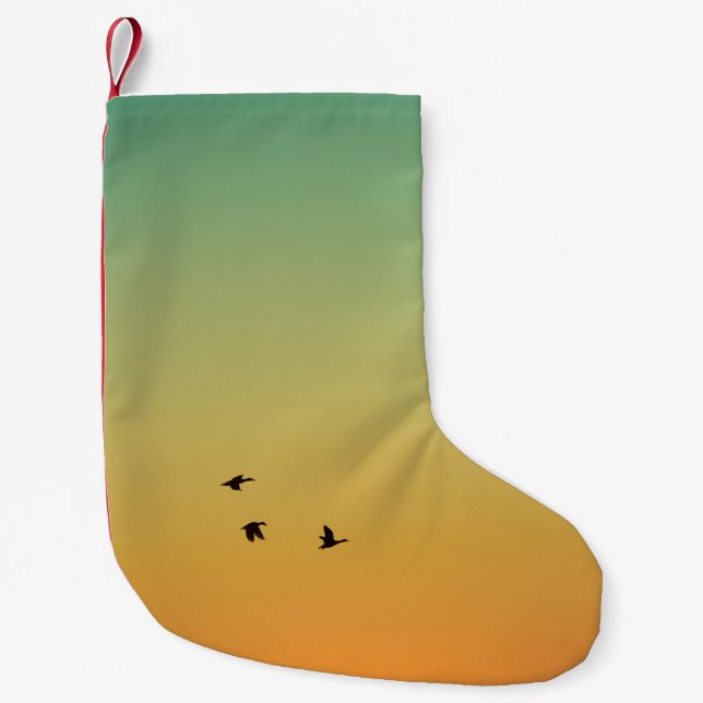 SILHOUETTE OF BIRDS FLYING DURING SUNSET SMALL CHRISTMAS STOCKING (Front)