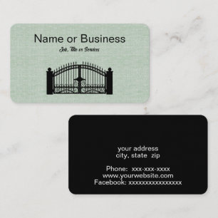 Silhouette of black fence on green business card