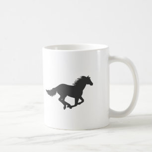 Silhouette of black running horse coffee mug