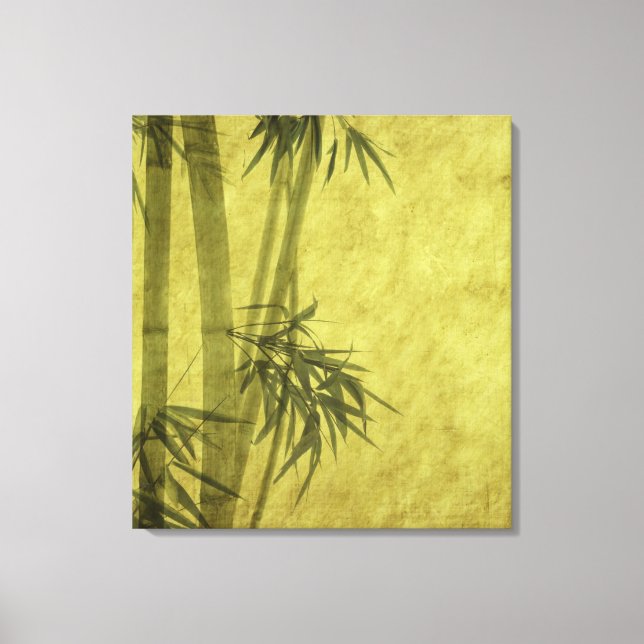 Silhouette of branches of a bamboo on paper canvas print (Front)