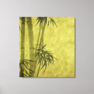 Silhouette of branches of a bamboo on paper canvas print