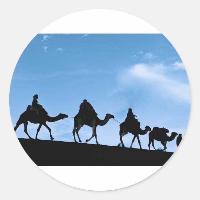 Silhouette of Camel Caravan Classic Round Sticker (Front)