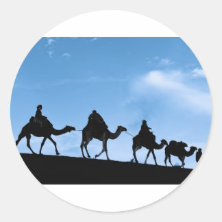 Silhouette of Camel Caravan Classic Round Sticker