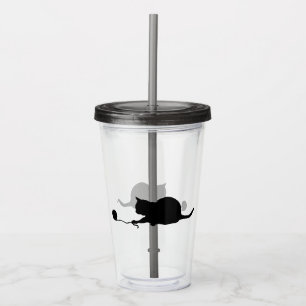 Silhouette of Cat at Play Acrylic Tumbler
