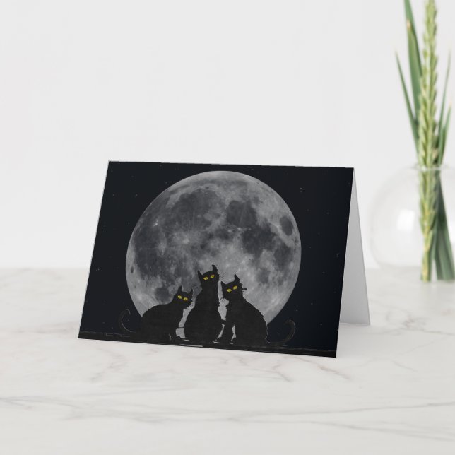 silhouette of cats in moonlight card (Front)