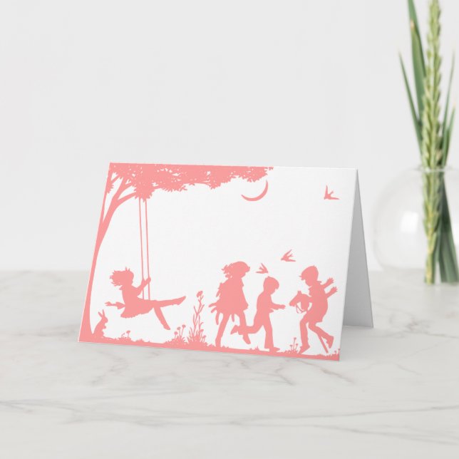 Silhouette of Children Playing Card (Front)