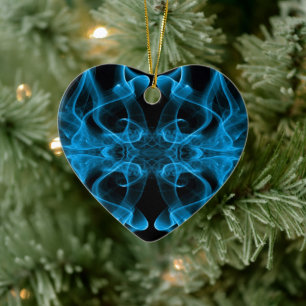 Silhouette of Coloured Smoke Abstract blue black Ceramic Ornament