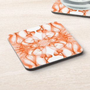 Silhouette of Coloured Smoke Abstract orange Coaster