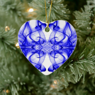 Silhouette of Coloured Smoke Abstract Pattern Blue Ceramic Ornament