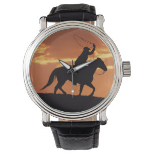 Silhouette of cowboy on horseback near Fairplay, Watch