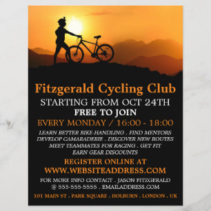 Silhouette of Cyclist, Cycling Club Advertising Flyer