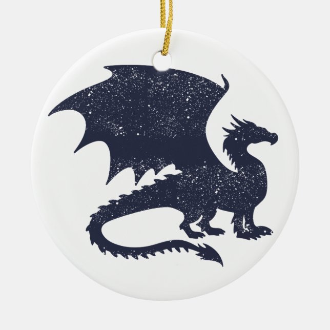 Silhouette of dragon - Choose background color Ceramic Ornament (Front)