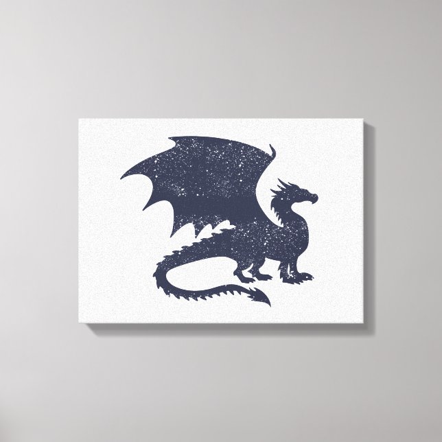 Silhouette of dragon - Choose background colour Canvas Print (Front)
