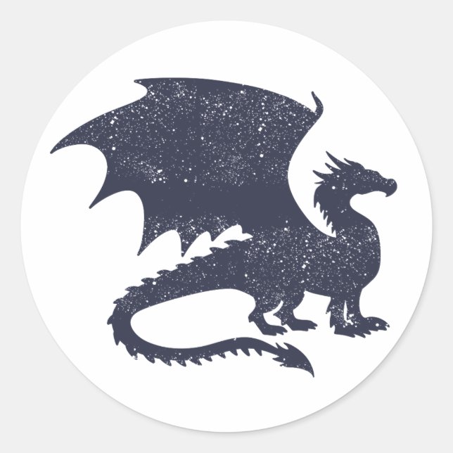 Silhouette of dragon - Choose background colour Classic Round Sticker (Front)