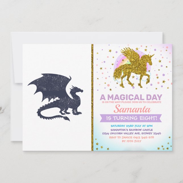 Silhouette of dragon - Choose background colour Invitation (Front)