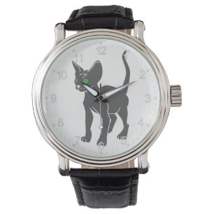 Silhouette of Egyptian  cat - Choose back colour Watch