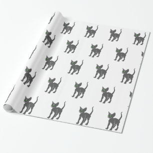 Silhouette of Egyptian  cat - Choose back colour Wrapping Paper