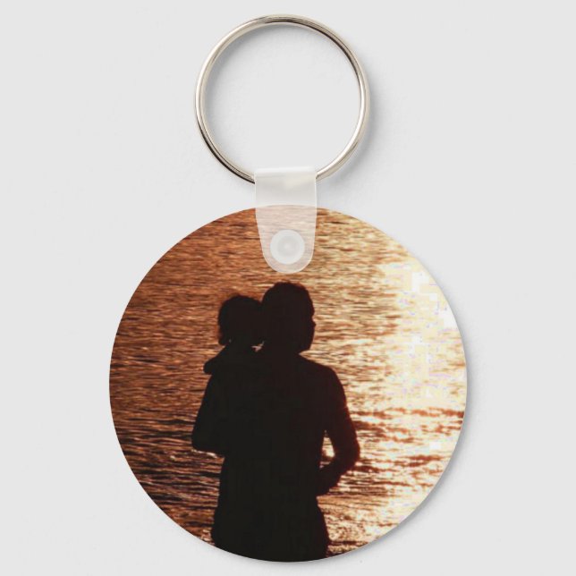 Silhouette of Father and Child Keychain (Front)
