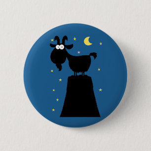 Silhouette of Goat on Mountain 2 Inch Round Button