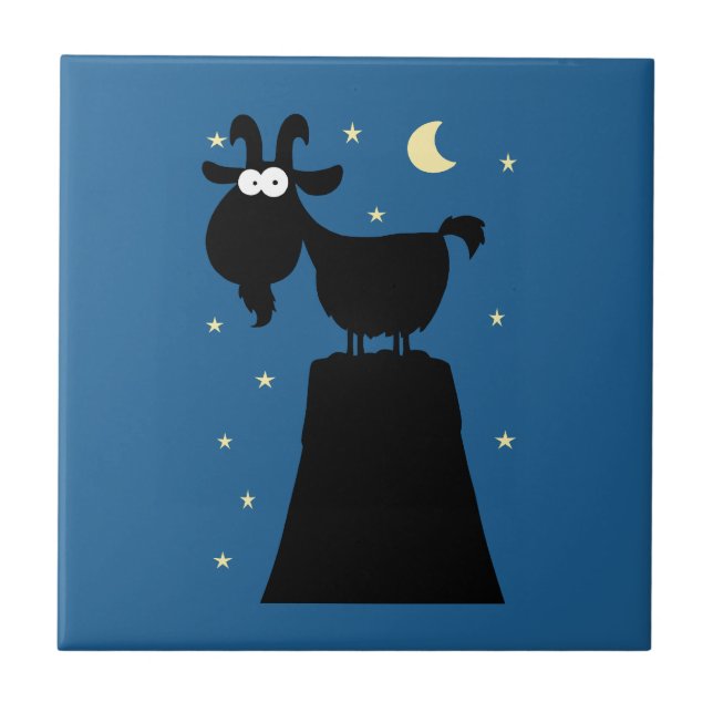 Silhouette of Goat on Mountain Tile (Front)