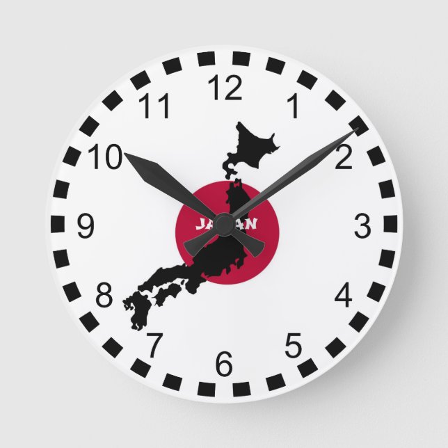 Silhouette of Japan Round Clock (Front)