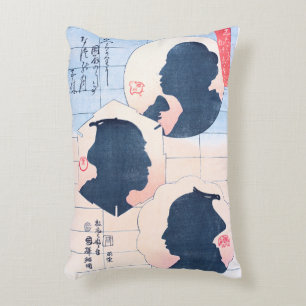 Silhouette of Kabuki Actors Decorative Pillow