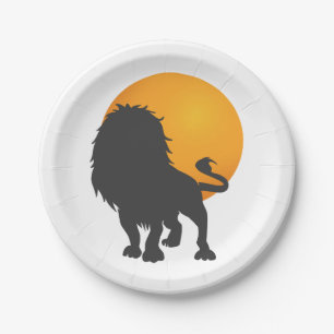 Silhouette of lion - Choose background colour Paper Plate